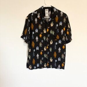 Star Wars Button Up Shirt Characters Print Short Sleeve Casual Mens‎ M